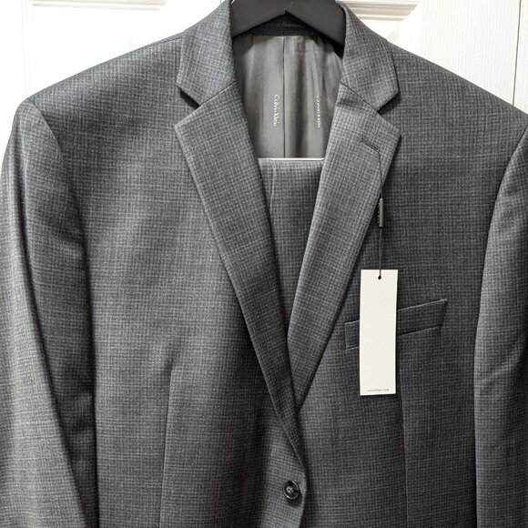 NEW CALVIN KLEIN Men's Blazer Suit Light Wool Gray Size 44R x 38W - Picture 4 of 10